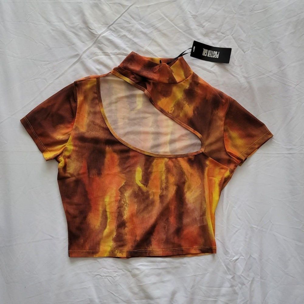 Poster Girl, Fiery Tie-Dye Crop Top - L